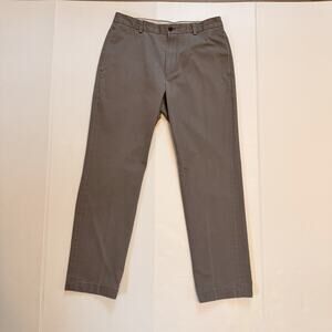 Brooks Brothers Men's Advantage Chino Clark Pants 33X30 Gray Flat Front Cotton